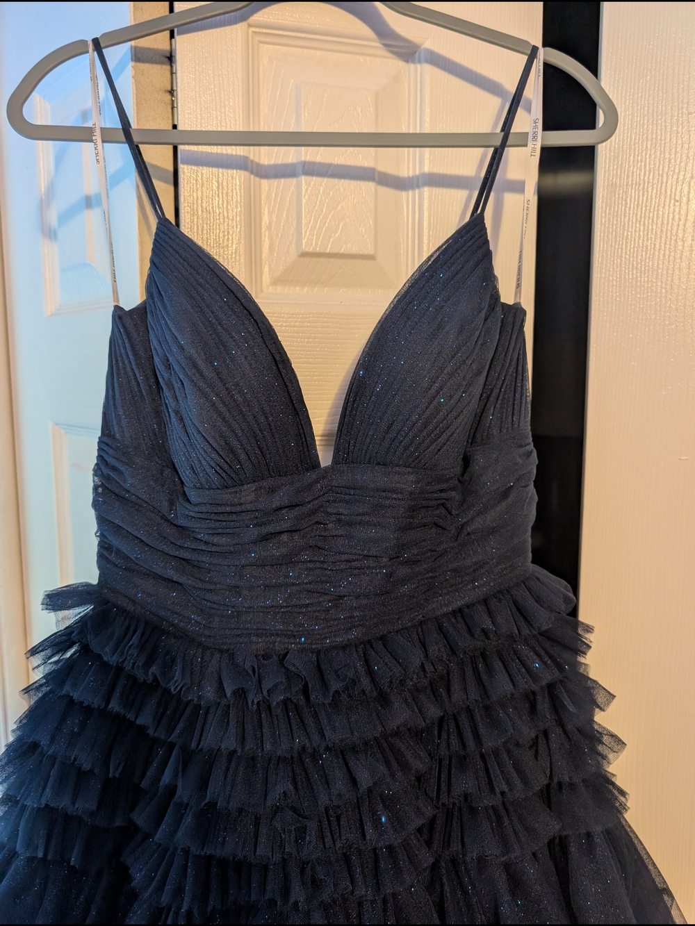 Sherri Hill Black Ruffled Tiered Prom Gown - Picture 4 of 4